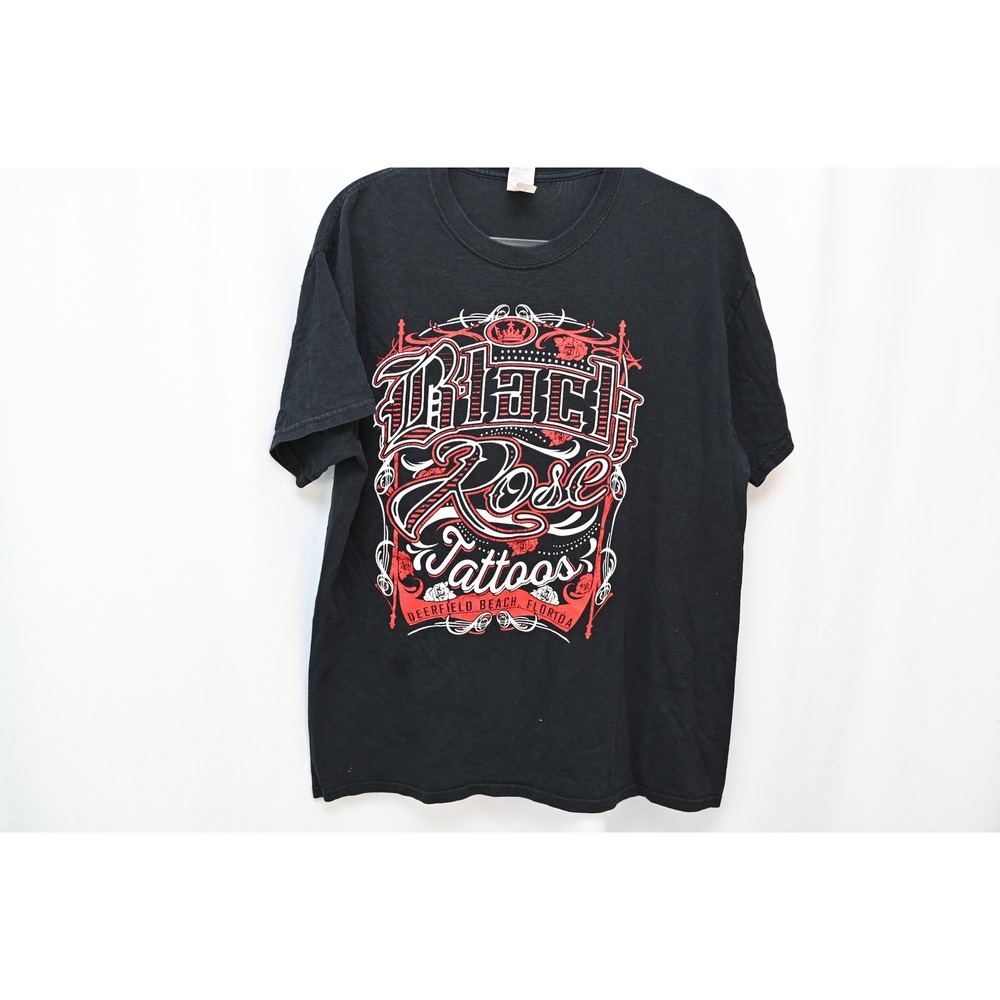 Gildan Black Rose Tattoos Deerfield Beach Florida Graphic T-Shirt Large Black